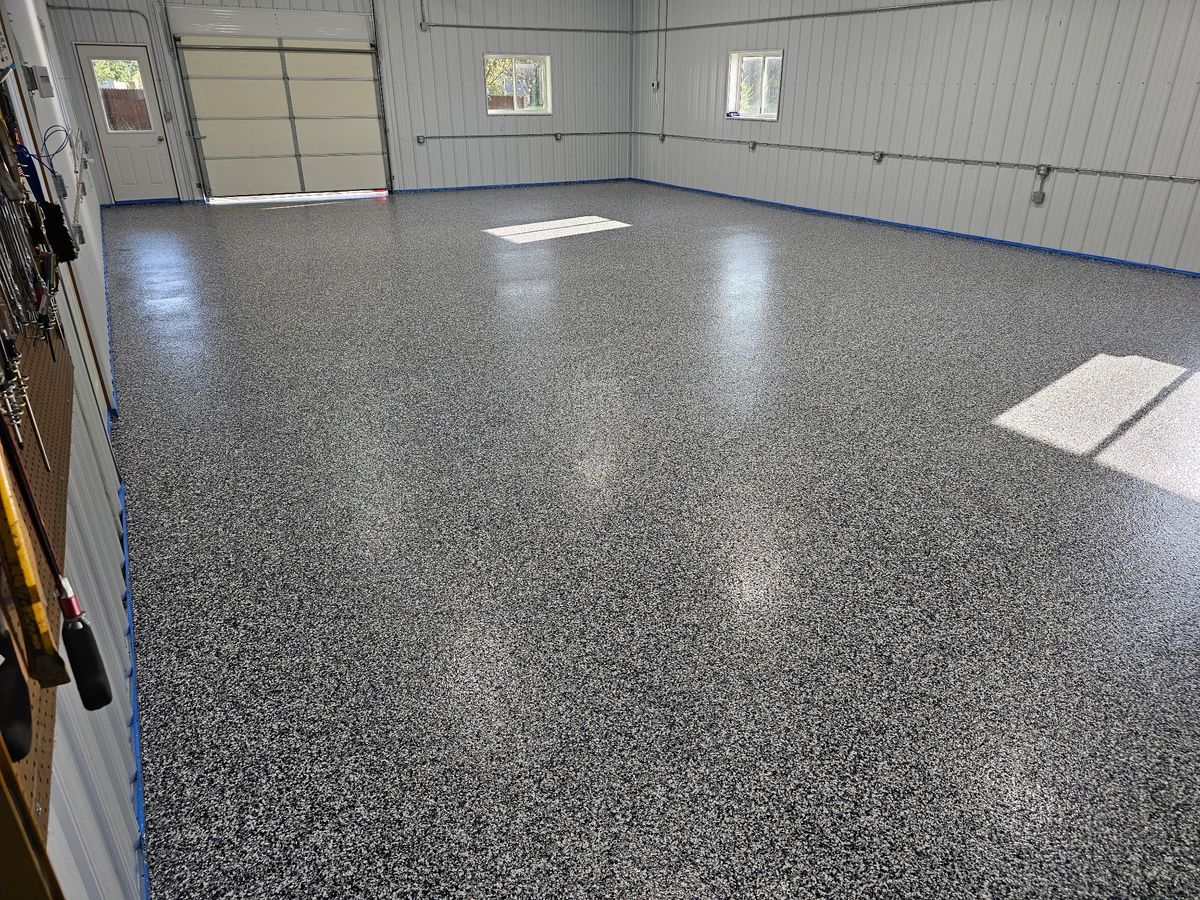 Ployaspartic Chip Coating for Majestic Concrete and Landscape in Cross Lake, MN