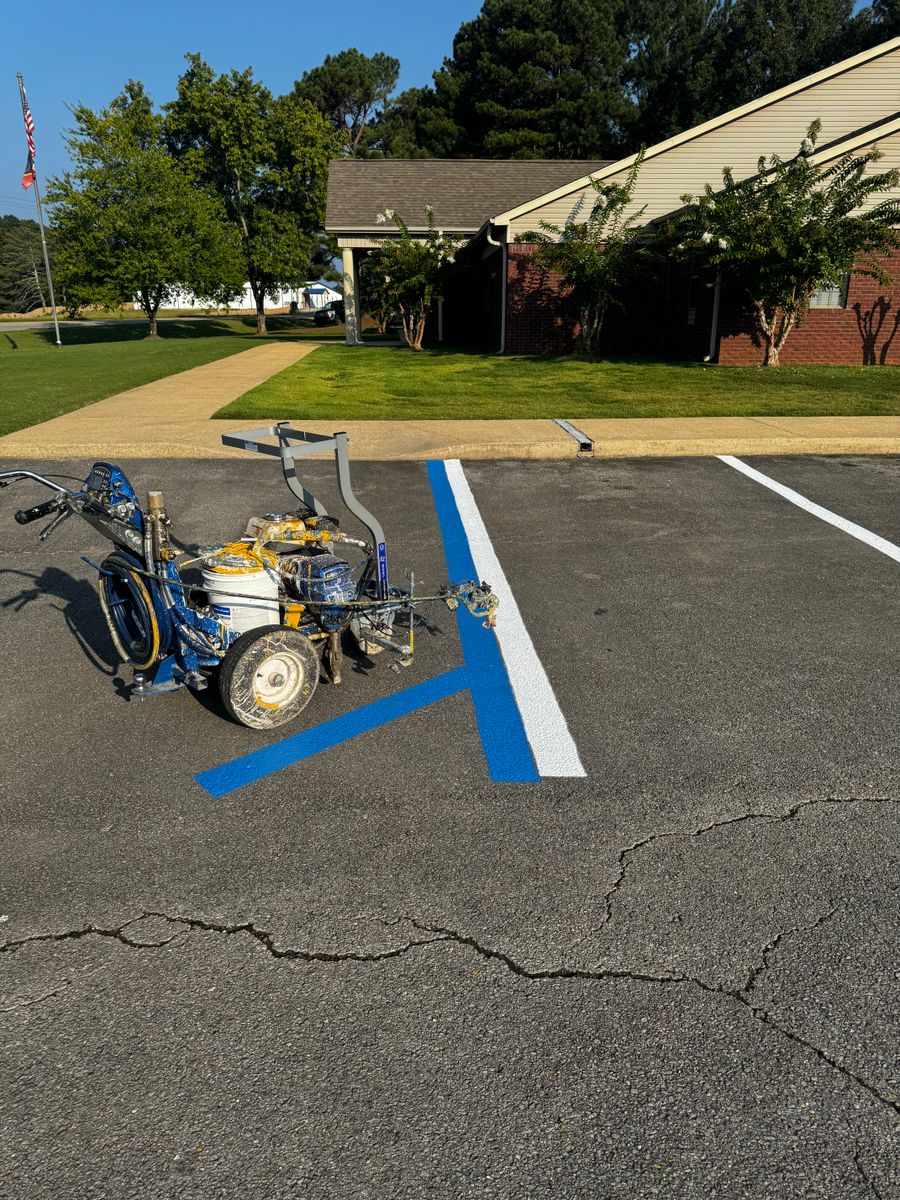 Parking Lot Line Striping/Asphalt Markings for FunderFlow Commercial and Residential Pressure Washing Inc in Tupelo, MS