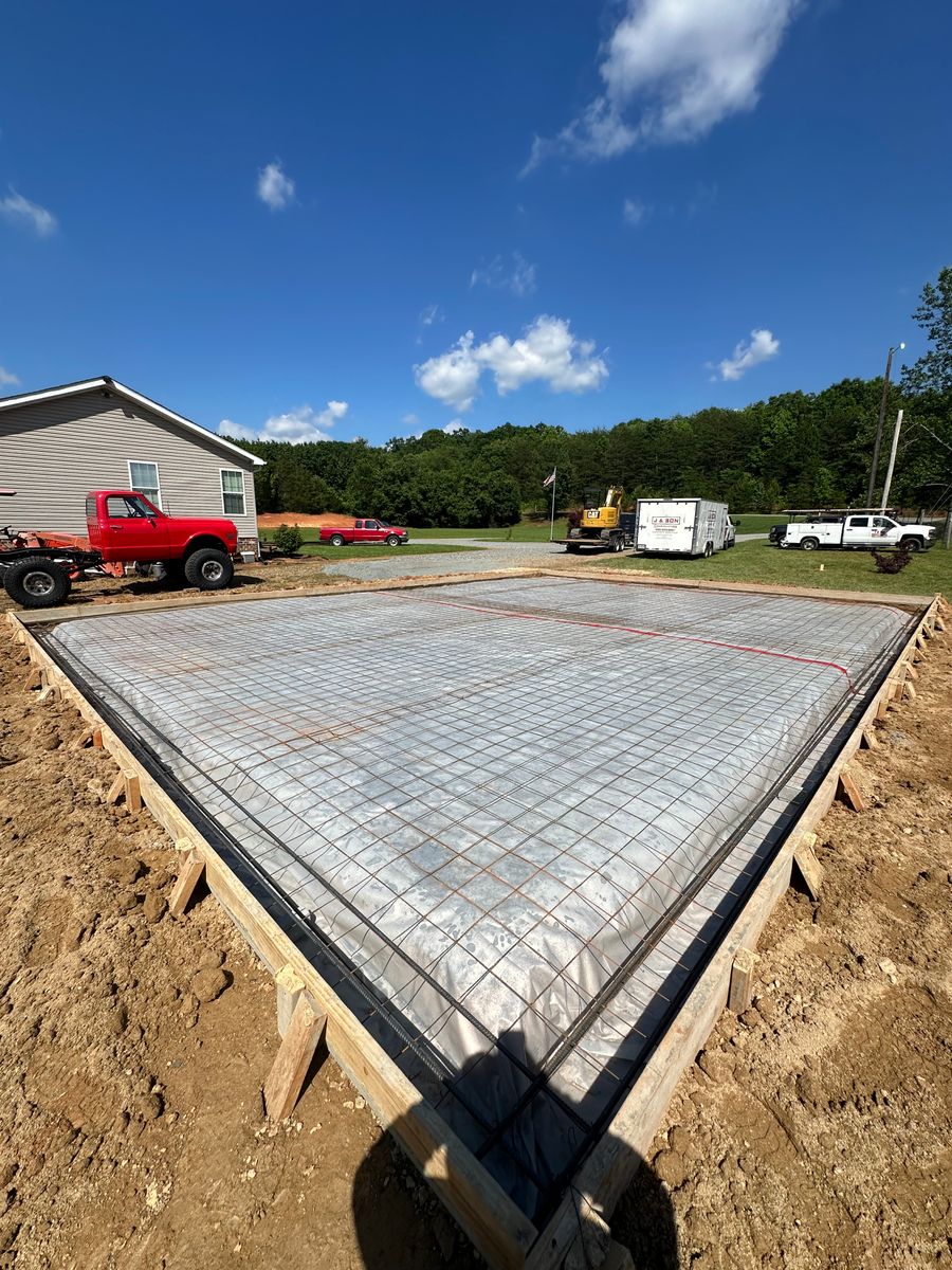 Concrete Slab Construction for J & Son Construction LLC in Forest City, NC
