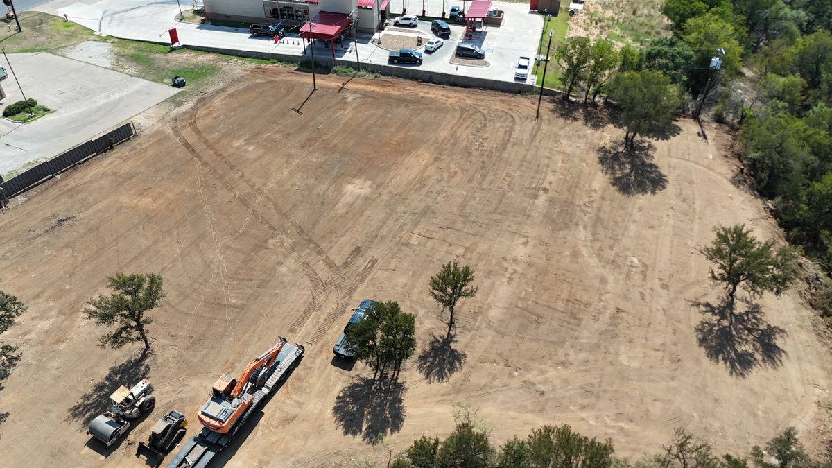 Excavation and site prep for South Prairie Construction in Graham, TX
