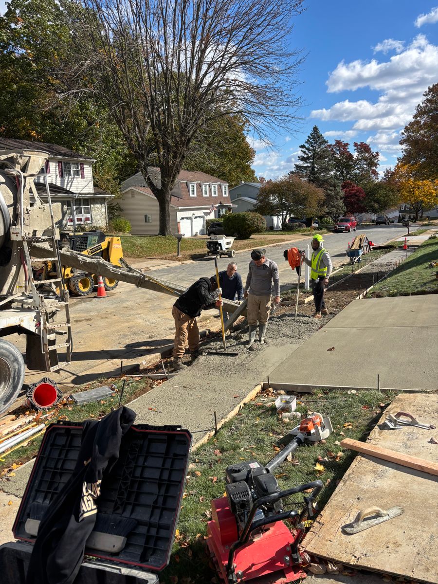 Sidewalk & curb install for DiMaggio & Son's Masonry in Aston, PA