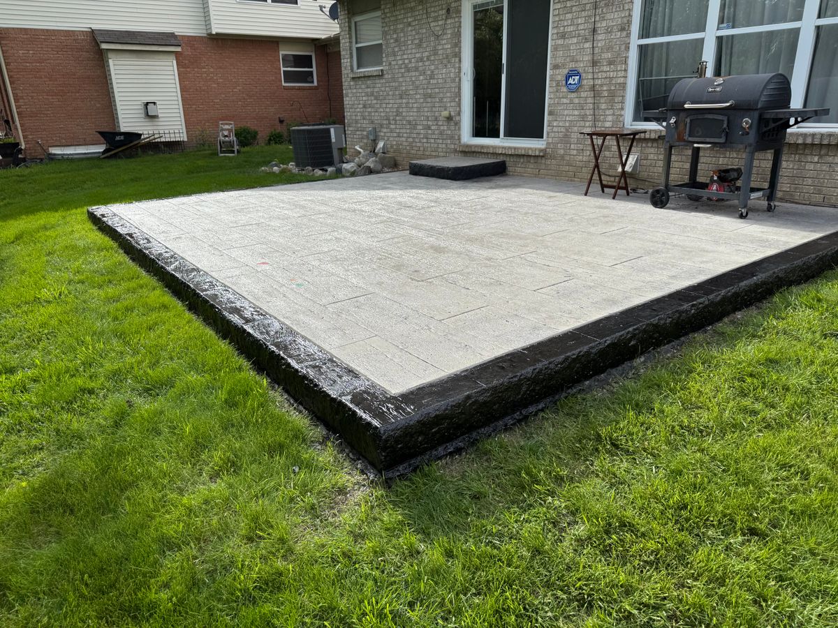 Broom finish patios for Crown Cement in Garden City, MI