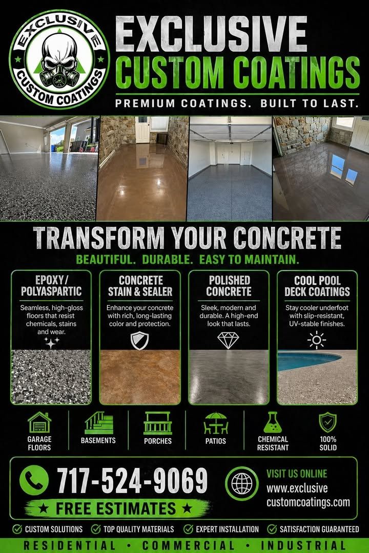 Epoxy Flooring Installation for Exclusive Custom Coatings in Hanover, PA
