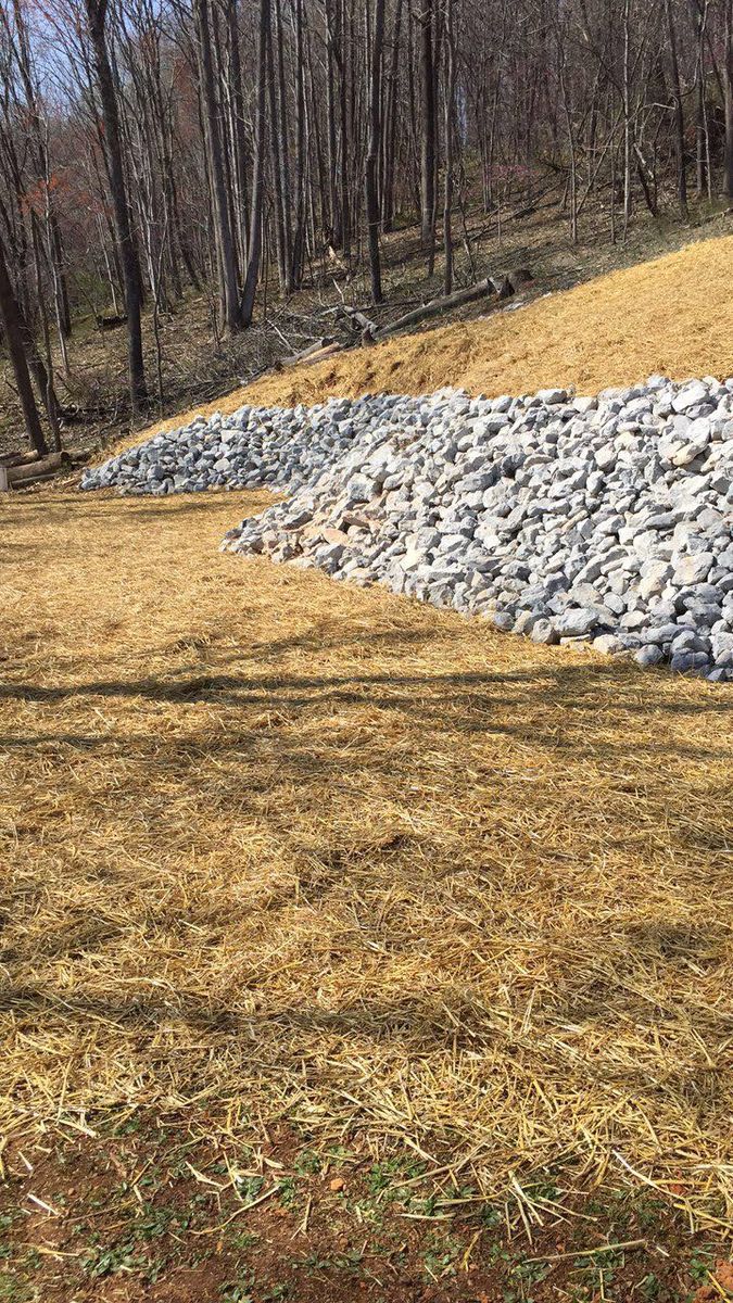 Riprap Installation for Lanier Excavating LLC in Bedford County, VA