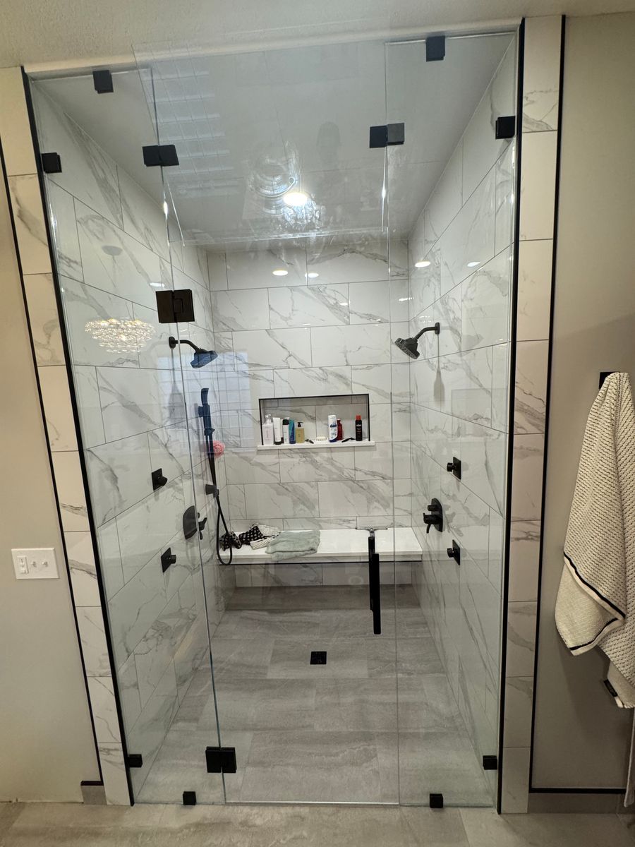 Frameless Shower Setup for Topline Glassworks in Kansas City, MO