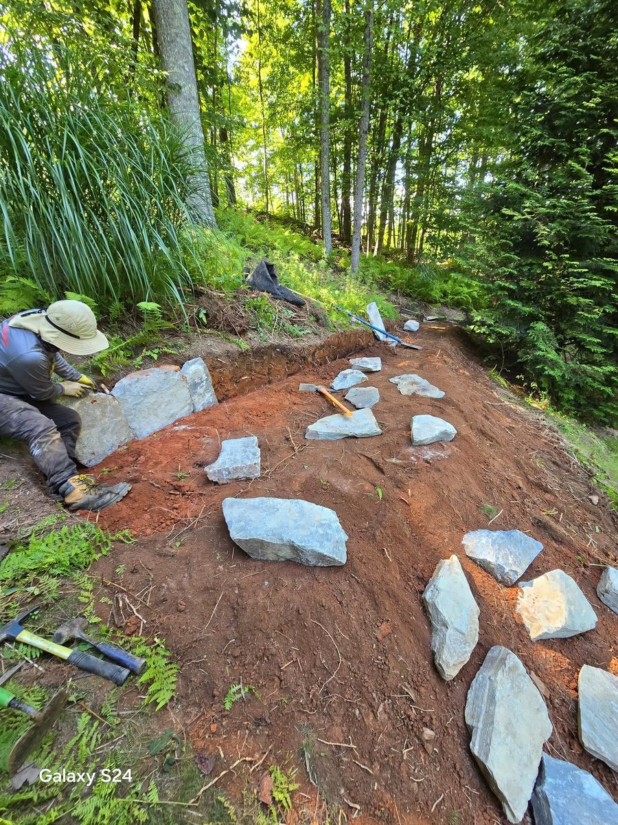 Retaining Wall Construction for C4 TrueVision Renovations in Asheville, NC