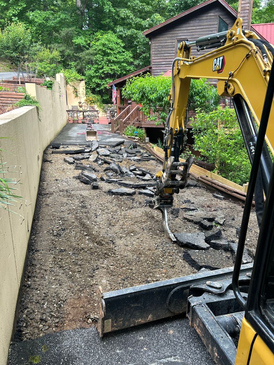 Concrete and Asphalt driveway removal for The Gravel Guy in Blairsville, GA