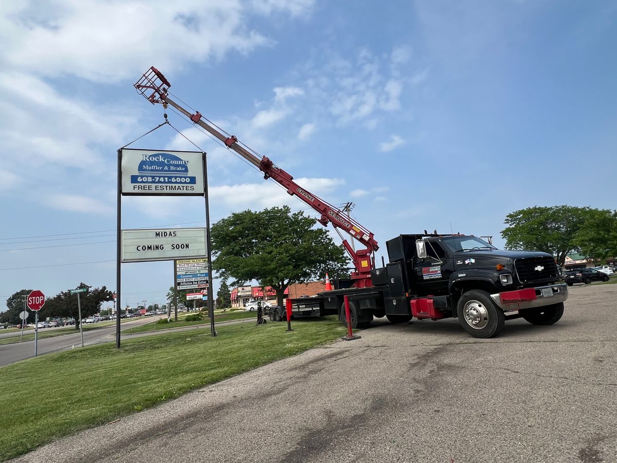 Custom Sign Installation for MTZ Signs in Janseville, WI