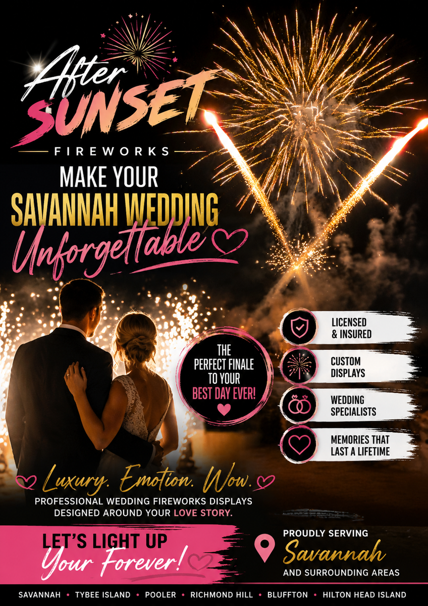 Savannah Wedding Fireworks Displays Elevate Your Savannah Wedding with a Spectacular Fireworks Finale for After Sunset Fireworks in Atlanta, GA