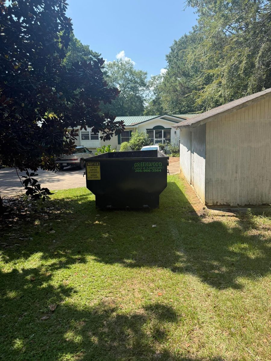 Dumpster Services for Greenwood Lawn & Landscaping LLC in Talladega, Alabama
