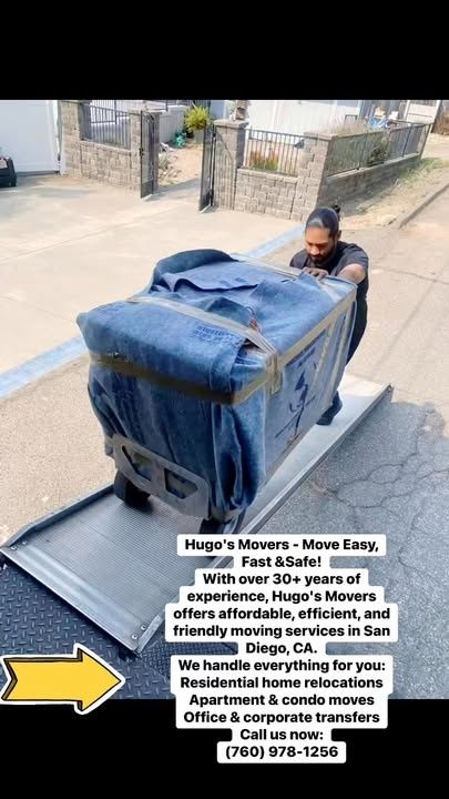 Moving and Storage Services for Hugo’s Affordable Moving Labor in San Diego, CA