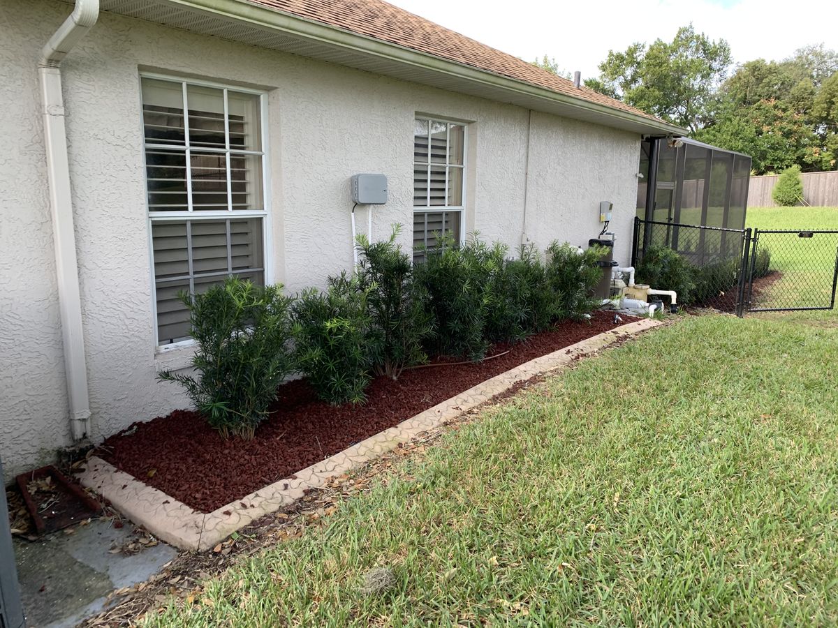 Much/Rock Installation for Cornerstone landscapes in Lecanto, FL