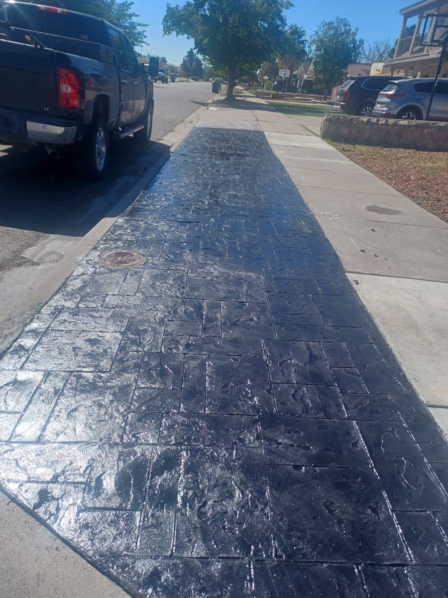 Stamped Concrete walkways for Oasis Landscaping LLC  in El Paso, TX