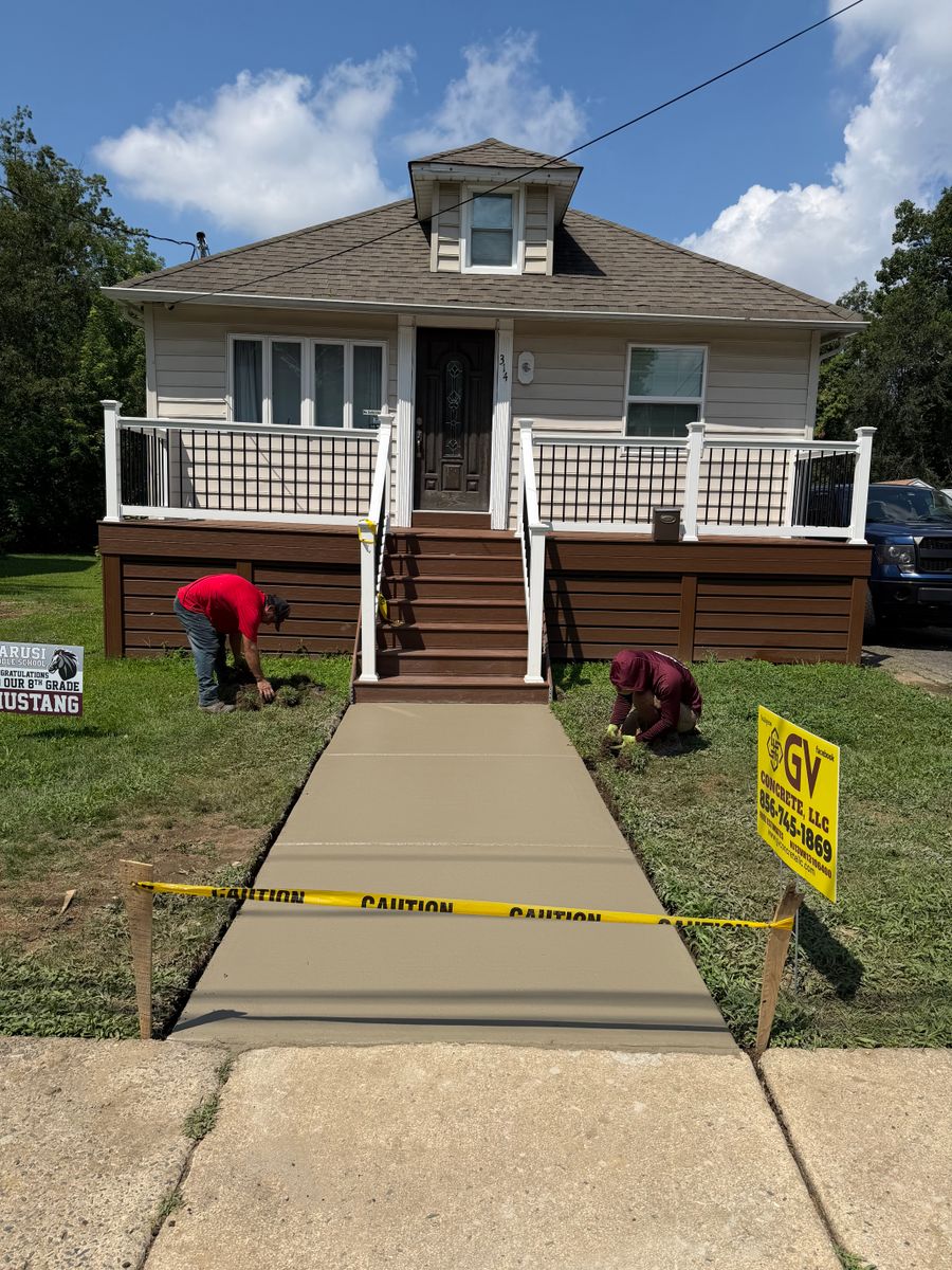 Sidewalk Installation for GV Concrete LLC in Cherry Hill Township, NJ