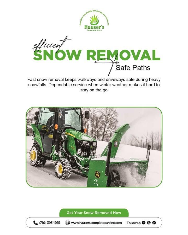 Commercial & Residential Snowplowing for Hauser's Complete Care INC in Lancaster, NY
