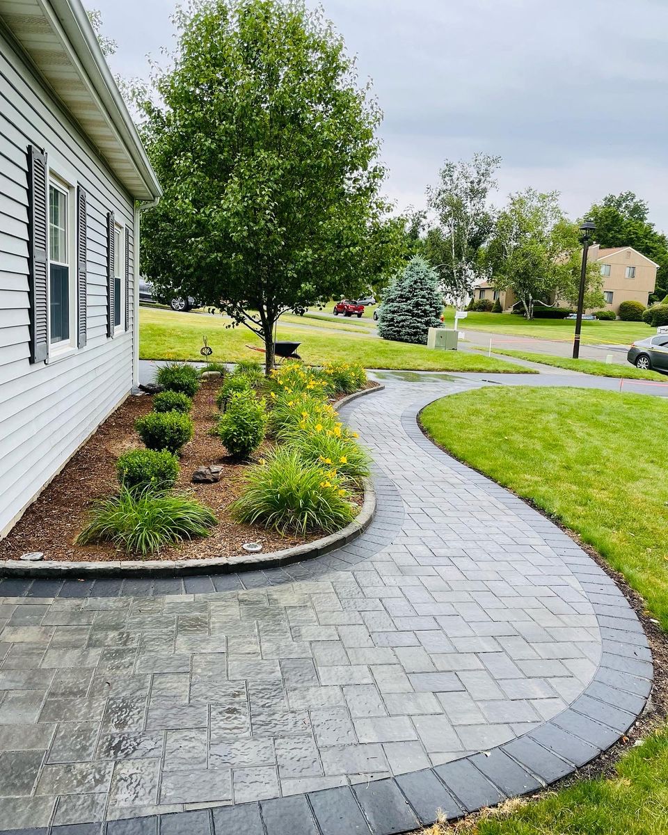 Paver walkway installation for Elyon Construction and Stoneworks LLC in Windsor, CT