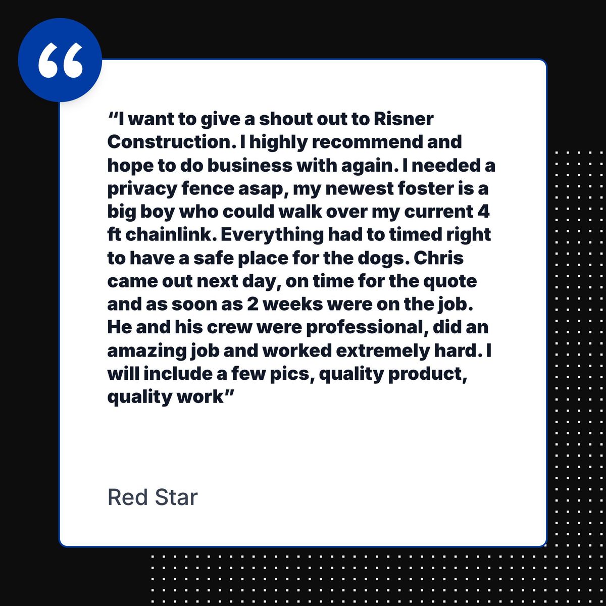 Fence Installation & Repairs for Risner Construction in De Motte, IN