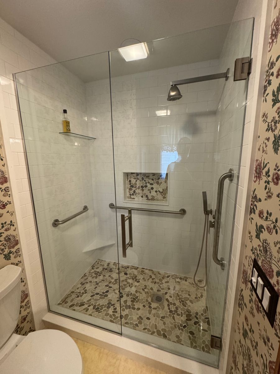 Frameless Shower Setup for Topline Glassworks in Kansas City, MO