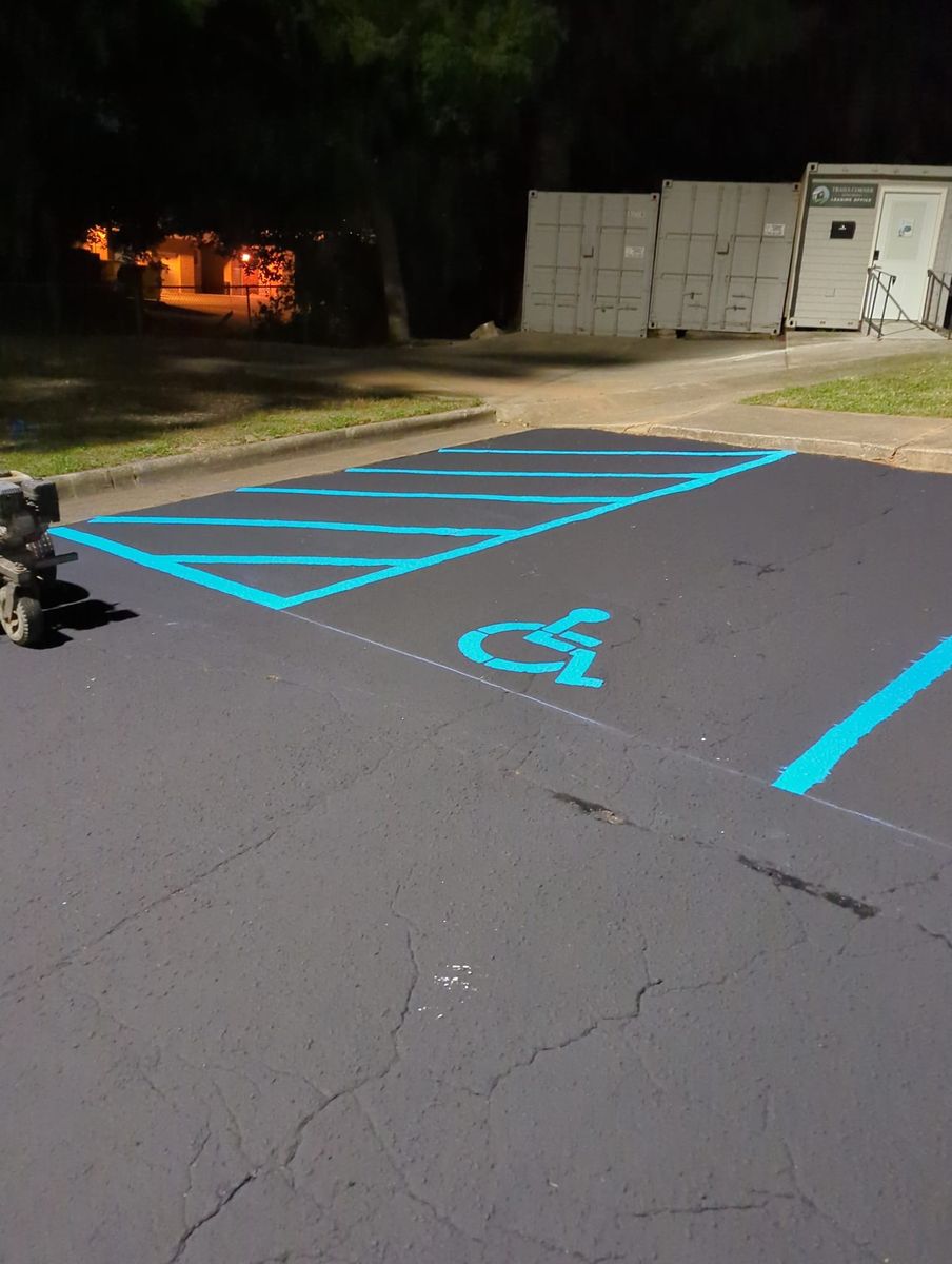 ADA Compliance Striping for Burning it Concrete LLC in Raleigh, NC