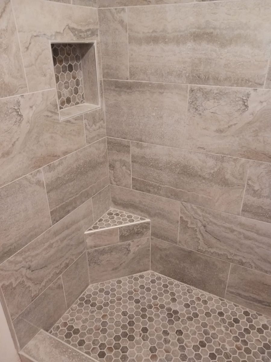 Tile,shower and floor installation for jeo painting llc in Huntsville, AL