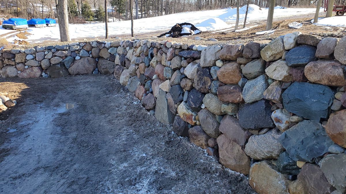 Retaining Wall Construction for Michiana Boulders Landscaping & Excavating in Union, MI