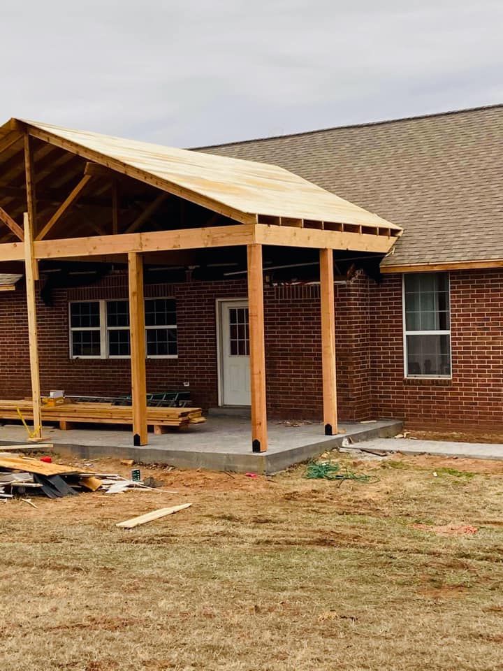 covered porch for A’Hearn Construction  in Prague, OK