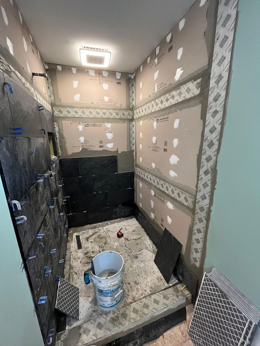 Tile installation for PW Designs in Grand Blanc, MI