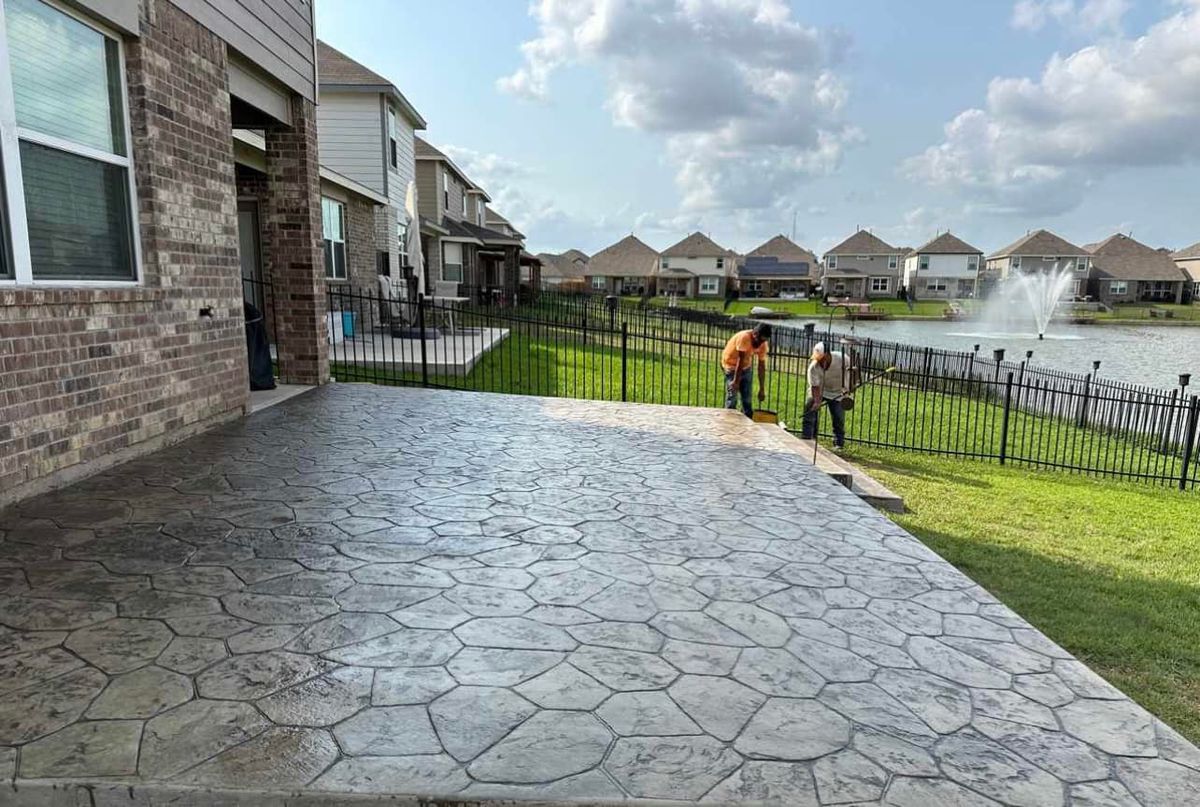 Stamped Concrete Installation for Delarosa Concrete & Stamping in Pearland, TX