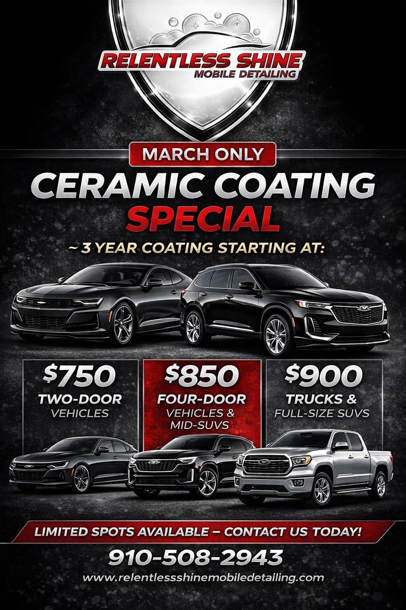 Ceramic Coating "Light Detail" for Relentless Shine Mobile Detailing in Calabash, NC
