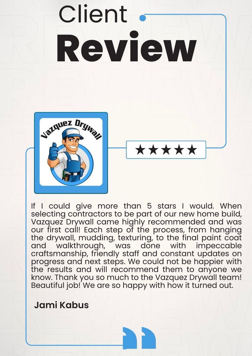 Custom Drywall Work for Vazquez Drywall in Holmen, WI