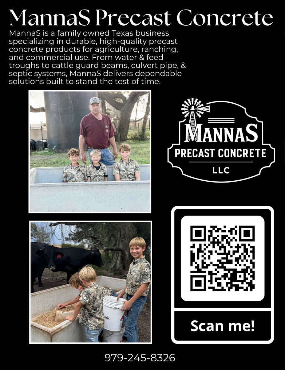 Concrete Water Troughs for MannaS Precast Concrete LLC in Bay City, TX