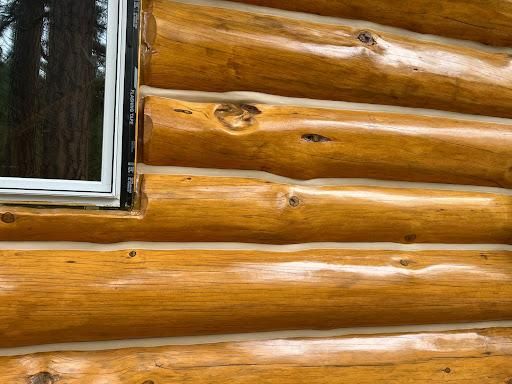 Log Home Staining in Montana for True Blue Logworks LLC in Corvallis, MT