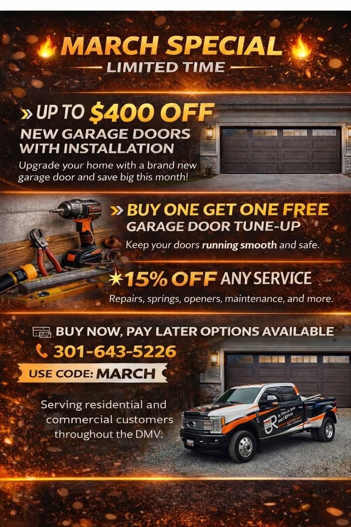 Garage Door Sales and Service for JR Garage Door and Services in Charles County, MD