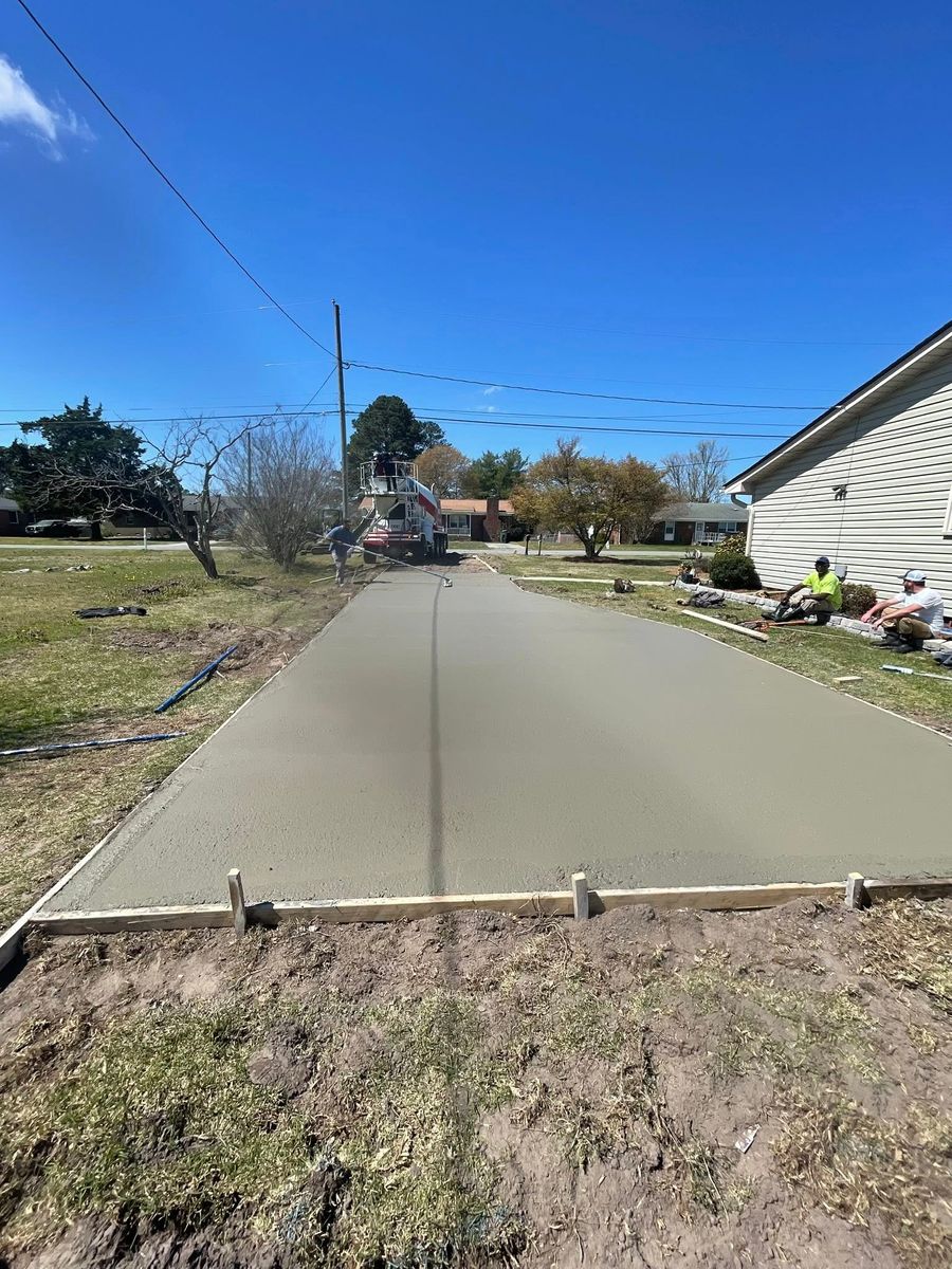 Concrete Driveway installation for Concrete Cowboyz in Greenville, NC