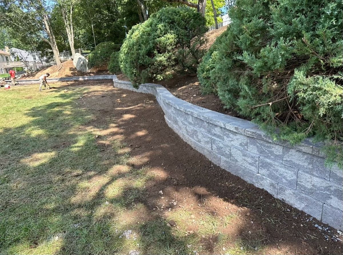 Retaining Wall Construction for Rose Landscape & Design, Inc. in Abington, MA