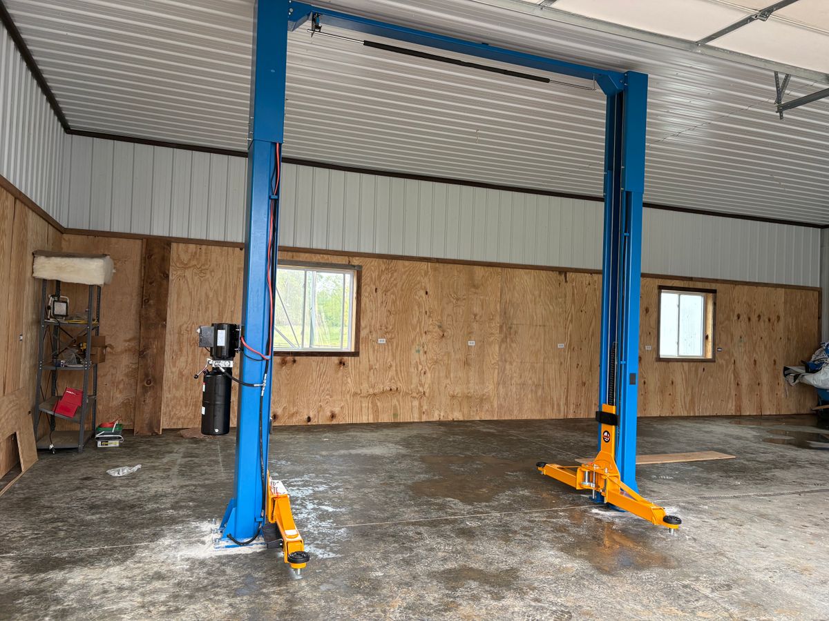 Car lift installation for Mrs. Mechanic LLC in Greensburg, IN