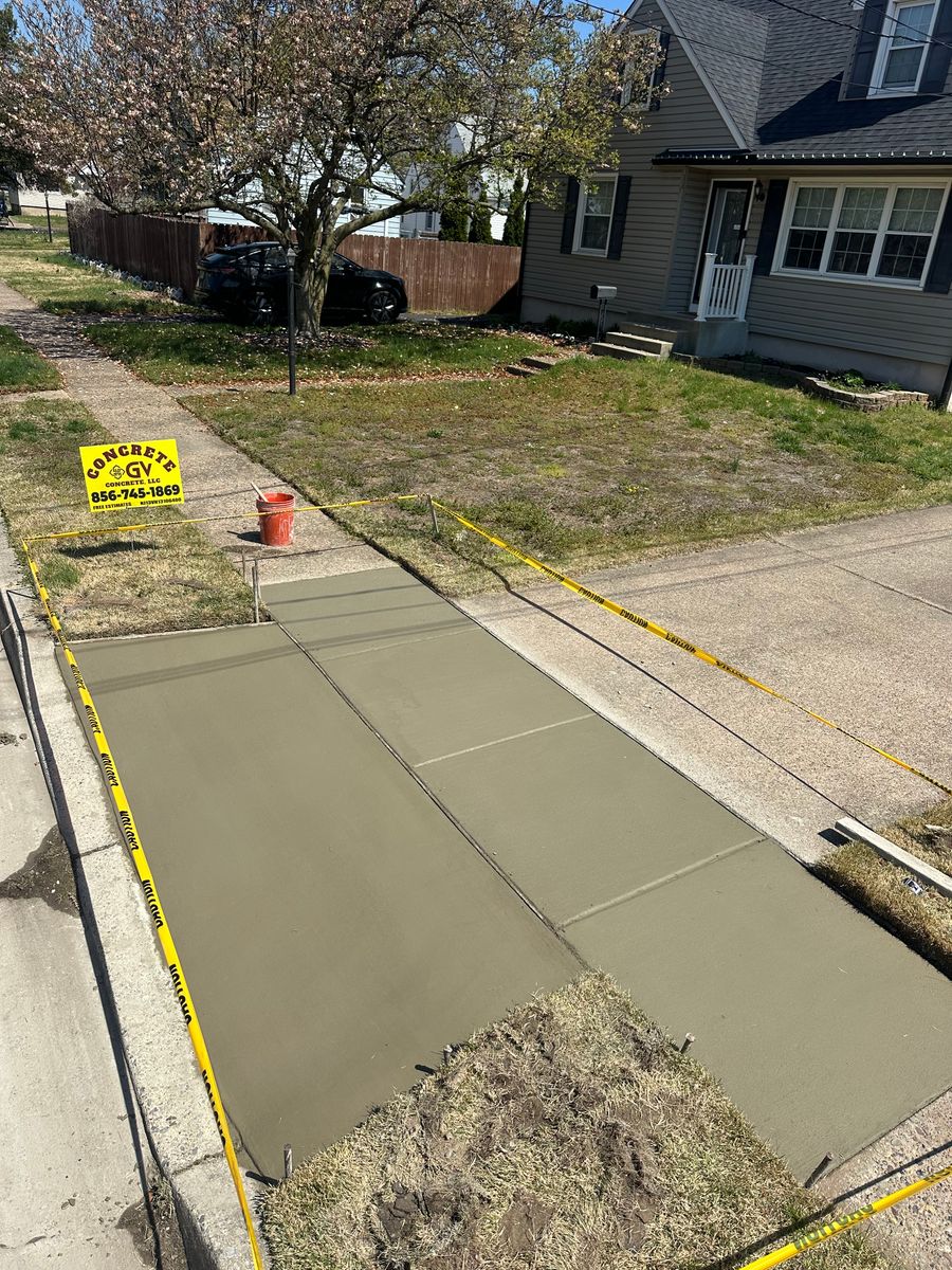 Sidewalk Installation for GV Concrete LLC in Cherry Hill Township, NJ