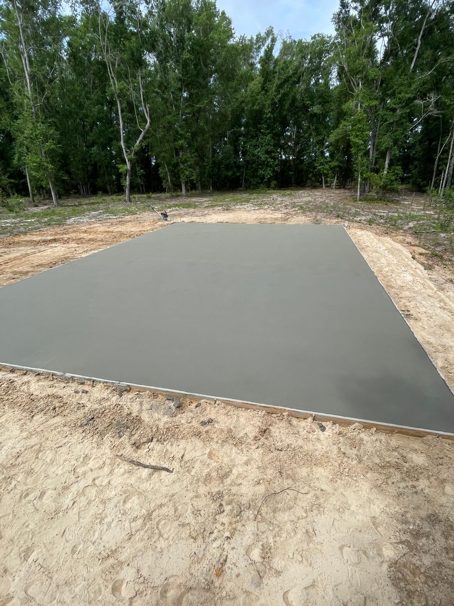Concrete Slab Construction for Cameron Enterprises in Live Oak, FL