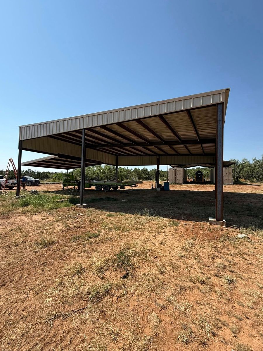 Carports for Bean Welding & Construction LLC in Ballinger, TX