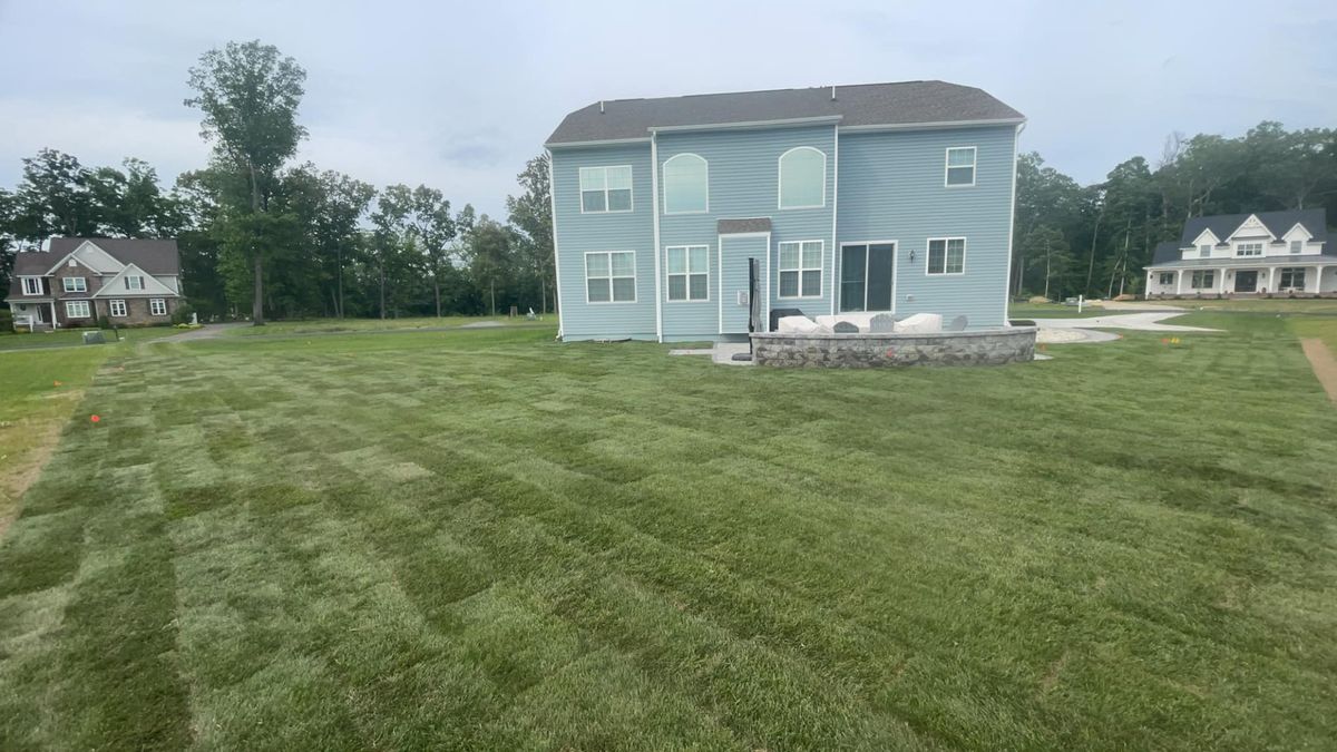 Hydro-seeding and sod installation for Caliber Construction & Excavation in Smyrna, DE