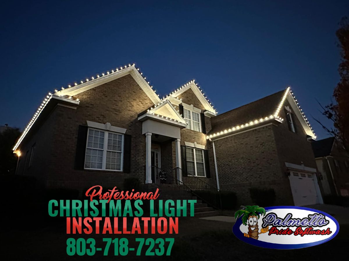 Christmas Light Installation for Palmetto Pride Softwash in Lexington, SC