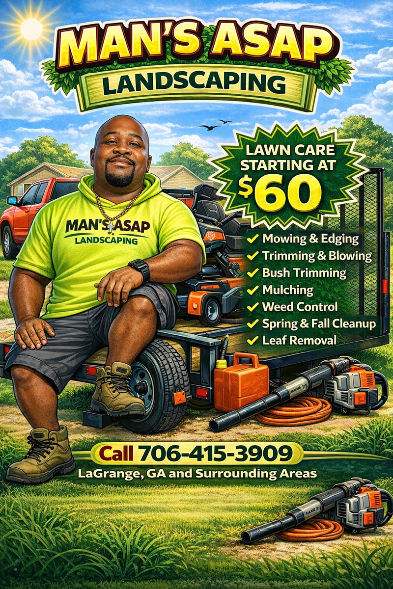 Leaf Raking & Bagging for Man's Asap Landscaping and Handyman Services LLC in Lagrange, GA