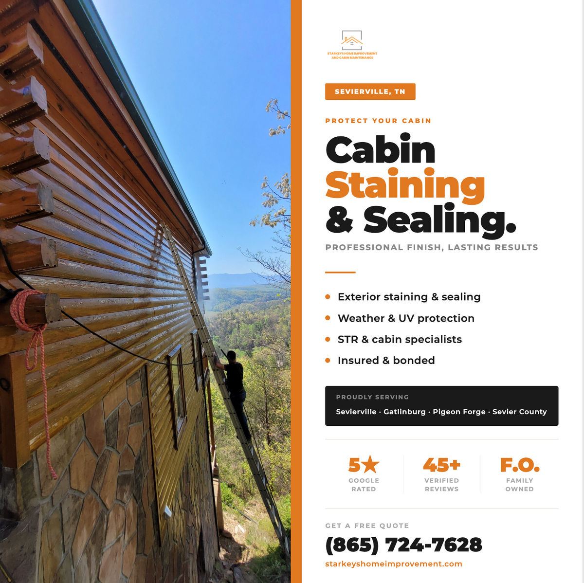 Cabin Staining for Starkeys Home Improvement and Cabin Maintenance in Sevierville, TN