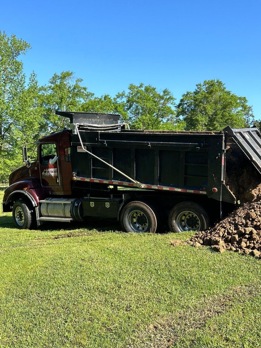 Dirt-River Sand-Limestone Hauling for Lambert Equipment Services in Hessmer, LA