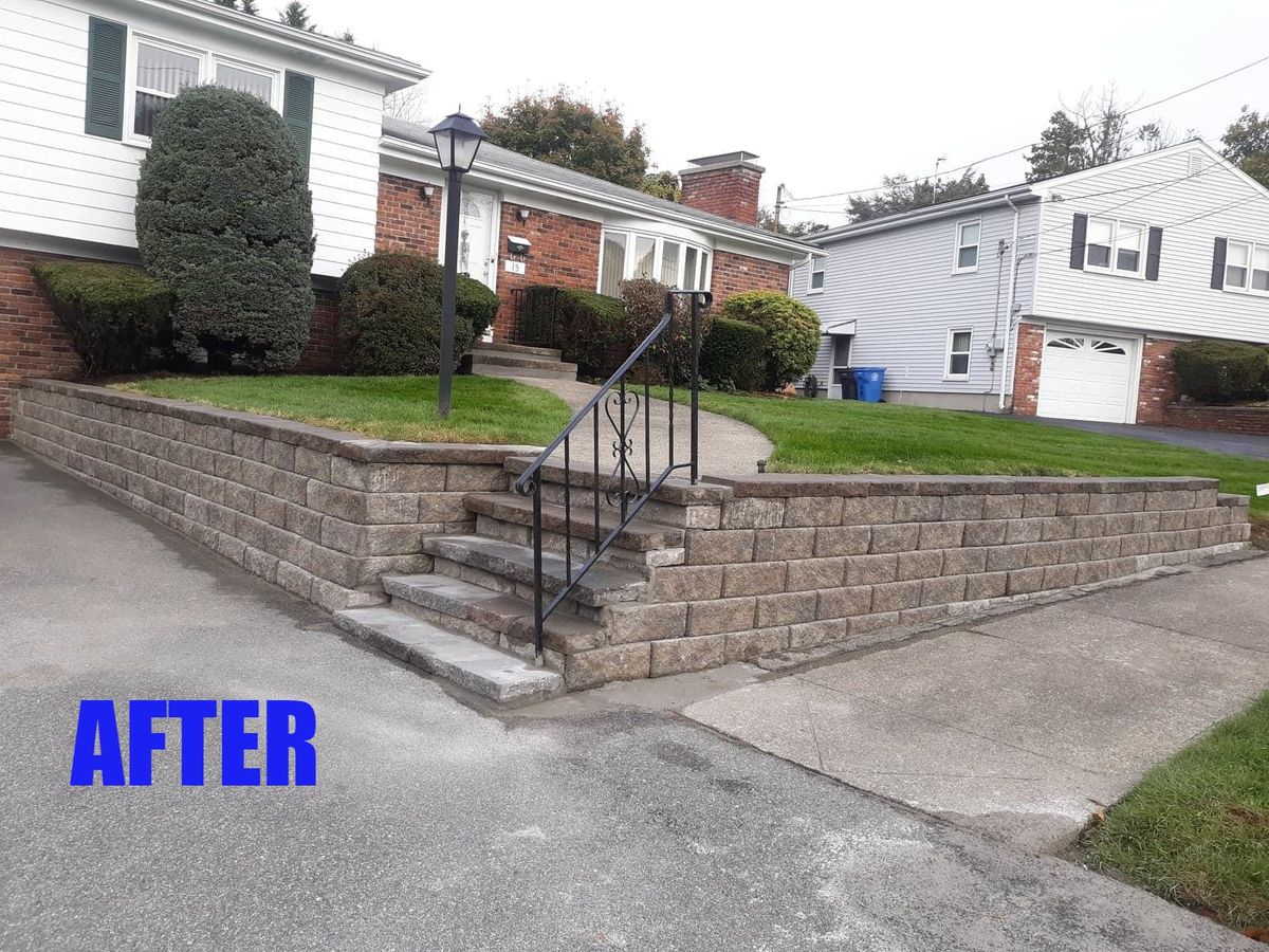 Granite Steps and Granite Walls for Reyky Landscaping & Masonry LLC in Providence,  RI