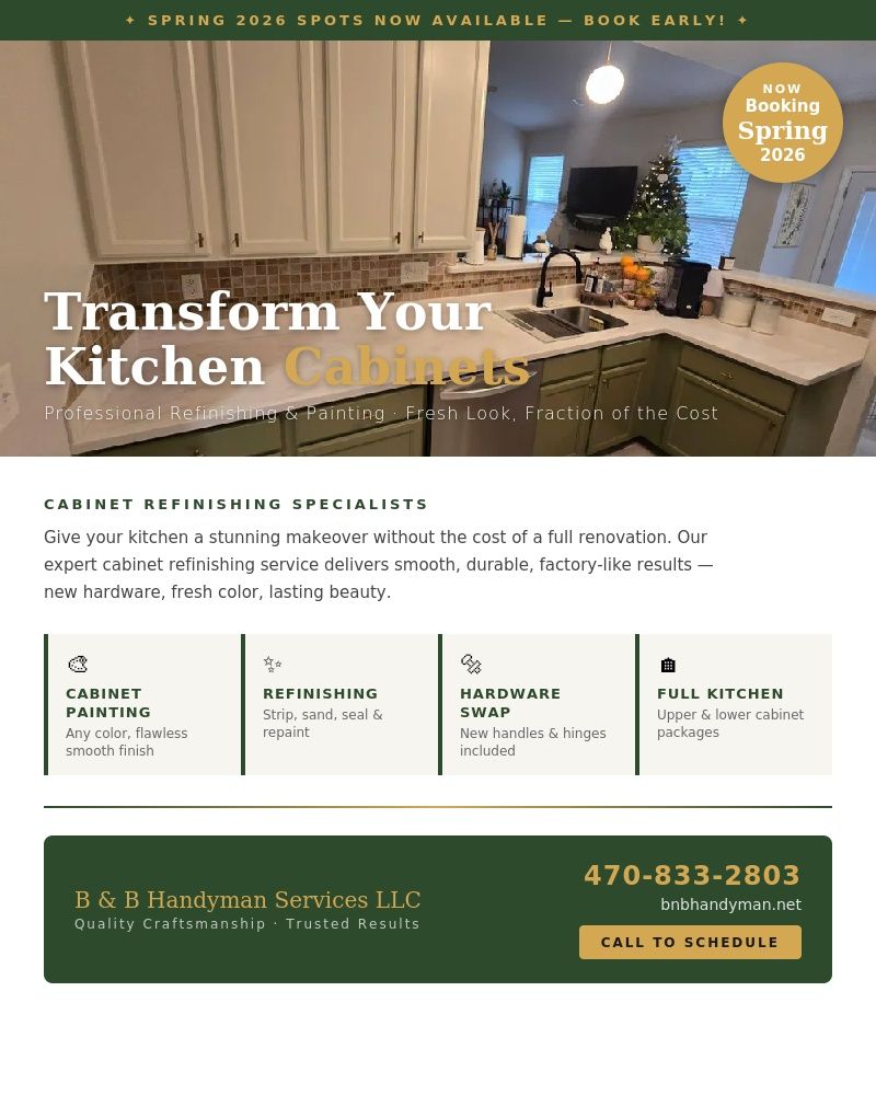 Kitchen and Cabinet Refinishing for B & B Handyman Services LLC  in Marietta, GA