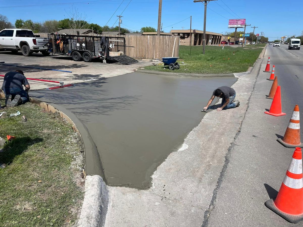 Commercial ADA Ramps, Sidewalk, Parking Bollards w/Signage, Curb/Gutter, Parking Lot Repair for Crete-Fleet in Abilene, TX