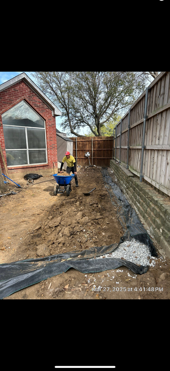 French Drain and Down Spout Drainage Systems for Light It Up AV and Turf in Keller, TX