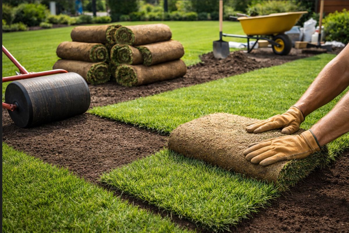 Sod Installation for Landscape Legends in Roanoke, TX