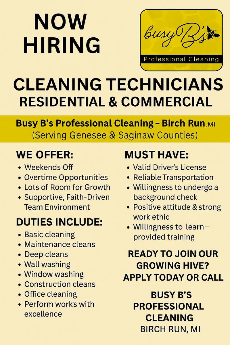 Residential Cleaning for Busy B's Professional Cleaning in Birch Run, MI